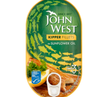 John West Kipper Fillets in Sunflower Oil 160g (Salty and Smokey, Rich and Delicious)