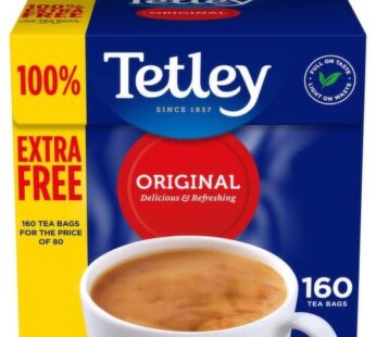 Tetley Tea – 100% Extra Free 160 Bags (Delicious Flavour, Classic Brew)